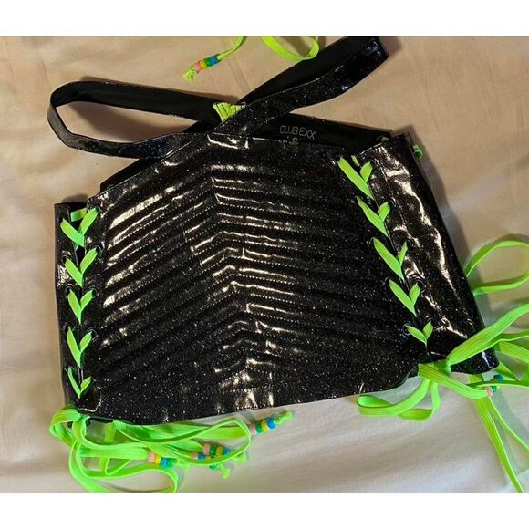NWT Dolls Kill Club Exx Onyx Rude Awakening Glitter Mini Skirt- Size M - Picture 1 of 6
